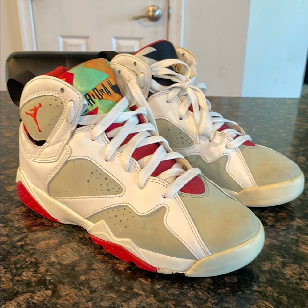 Jordan Retro 7 White and Red Sneakers